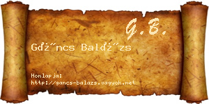 Gáncs Balázs névjegykártya
